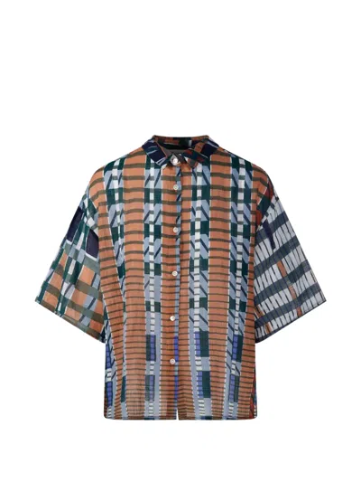 Mapoesie Andrew Utopie Checked Short-sleeve Shirt In Orange