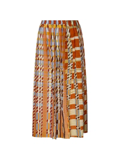 Mapoesie Checked Patchwork-effect Skirt In Orange