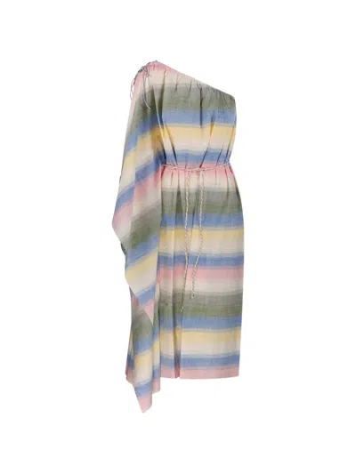 Mapoesie Enna Horizon One-shoulder Striped Dress In Multi