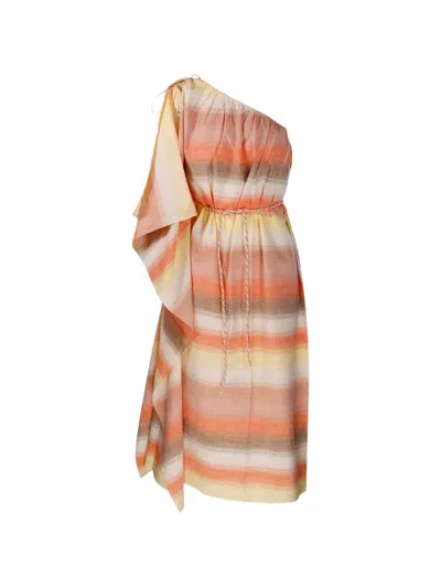 Mapoesie Enna Horizon One-shoulder Striped Dress In Multi