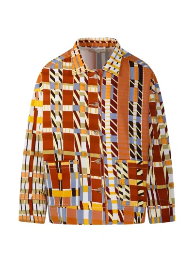 Mapoesie Mina Utopie Geometric-print Jacket In Brown