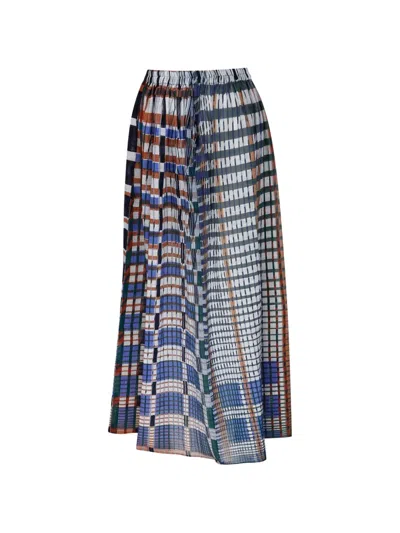 Mapoesie Romeo Utopie Check-print Pleated Long Skirt In Multi