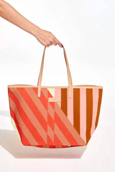 Mapoesie Women's Mirae Shibuya Tote Bag In Coral/tan/brown/light Pink/orange In Multi