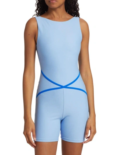 Maqui Active Women's Bow Crisscrossed Romper In Blue