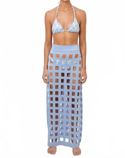 Mar De Lua Filipa Laser Cut Skirt In Ice In Blue