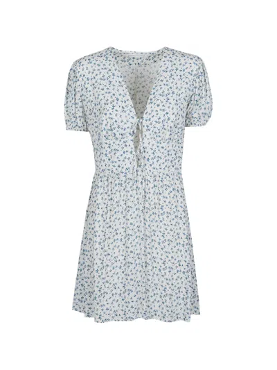 Mar De Margaritas Athena Floral Tie-detail Mini Dress In Neutral