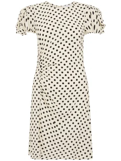 Mar De Margaritas Beige Polka Dot Mini Dress In Neutral