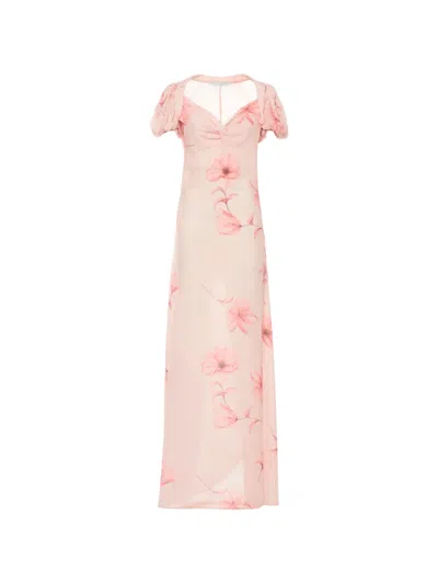 Mar De Margaritas Benedetta Floral-print Balloon-sleeve Maxi Dress In Neutral