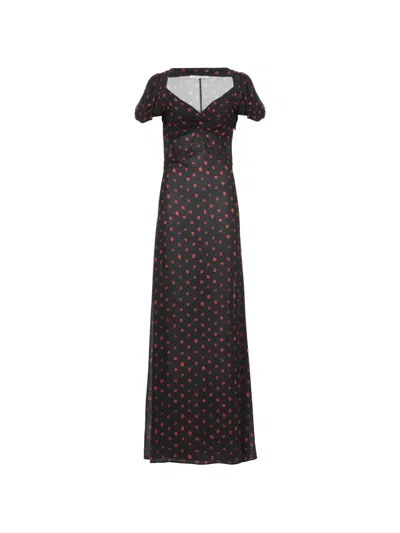 Mar De Margaritas Benedetta Floral-print Twist-detail Maxi Dress In Black