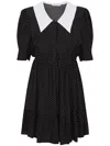 Mar De Margaritas Black Short Dress With White Polka Dots