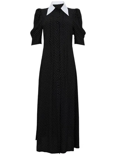 Mar De Margaritas Black Midi Dress With White Polka Dots