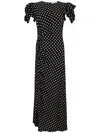 Mar De Margaritas Black Polka Dot Dress With Side Slit In Black