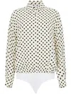 Mar De Margaritas Body Shirt With Black Polka Dots In Beige
