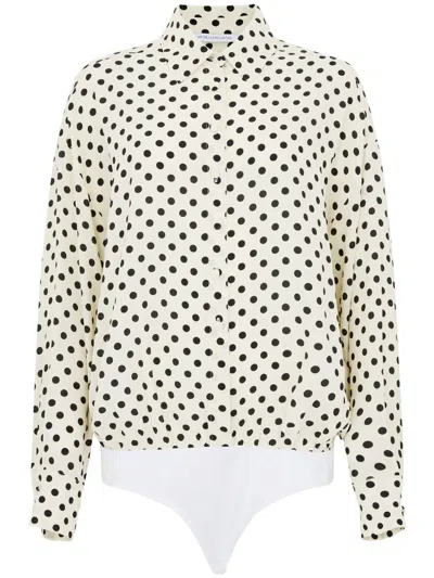 Mar De Margaritas Body Shirt With Black Polka Dots In Beige