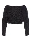Mar De Margaritas Polka-dot Lace-up Blouse In Black