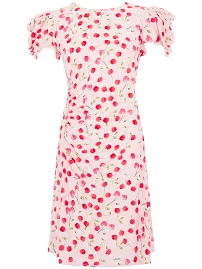 Mar De Margaritas Cherry Motif Mini Dress In Pink