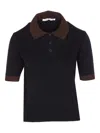 Mar De Margaritas Contrast-collar Short-sleeved Polo Top In Black