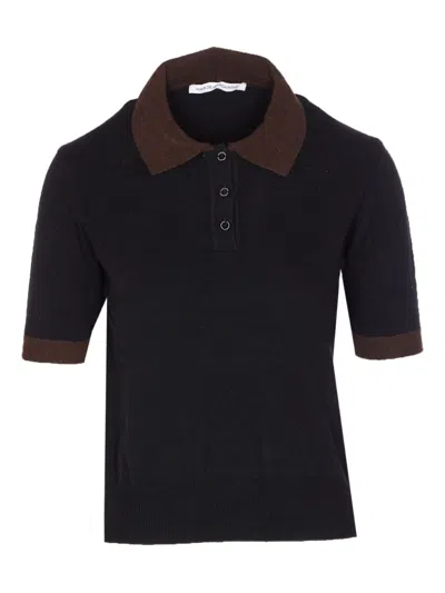 MAR DE MARGARITAS CONTRAST-COLLAR SHORT-SLEEVED POLO TOP