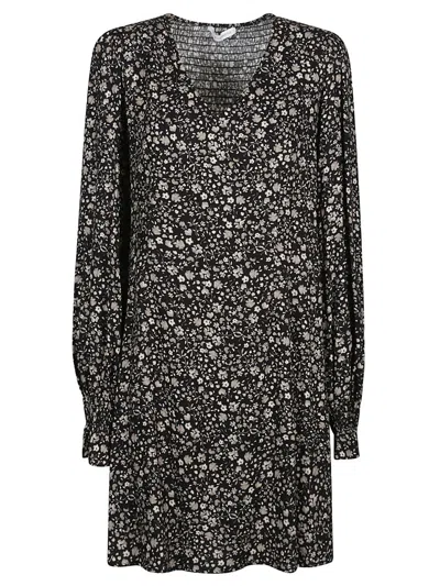 Mar De Margaritas Smocked Floral Dress In Black