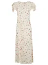 Mar De Margaritas Ivory Floral Pattern Maxi Dress With Draped Detail In Black