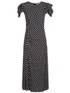 Mar De Margaritas Black Polka Dot Dress With Side Slit In Black