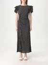 Mar De Margaritas Black Polka Dot Dress With Side Slit In Black