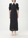 Mar De Margaritas Black Midi Dress With White Polka Dots In Schwarz