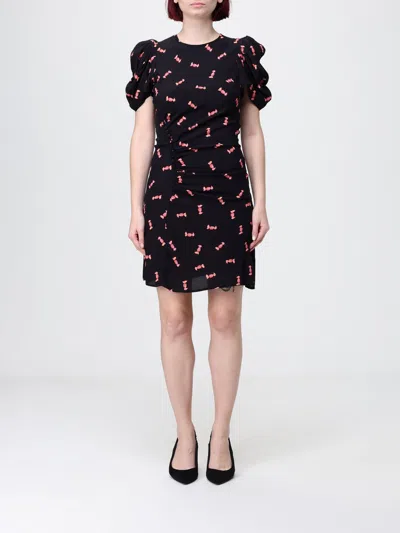 Mar De Margaritas Printed Viscose Mini Dress In Black