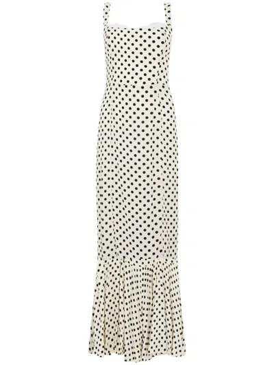 MAR DE MARGARITAS MAR DE MARGARITAS WHITE LONG DRESS WITH BLACK POLKA DOTS