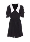 Mar De Margaritas Black Short Dress With White Polka Dots In Black