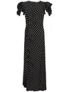 Mar De Margaritas Black Polka Dot Dress With Side Slit In Black