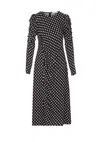 Mar De Margaritas Polka-dot Ruched-sleeve Dress In Black