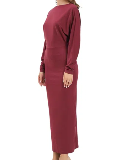 Mar De Margaritas Fitted Lycra Maxi Dress With Bold Open Back Design In Burgundy