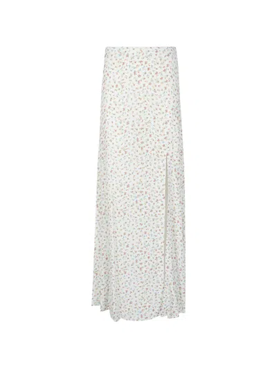 Mar De Margaritas Floral-pattern Split Skirt In White