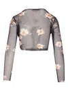 Mar De Margaritas Floral-print Mesh Top In Black