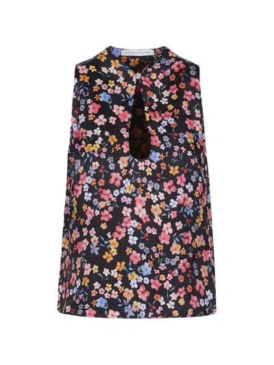 Mar De Margaritas Floral Top In Black