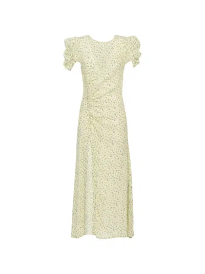 Mar De Margaritas Floral-print Draped Midi Dress In Green