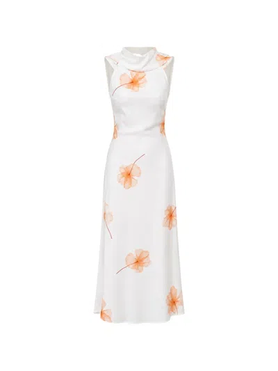 Mar De Margaritas Floral-print Midi Dress In White