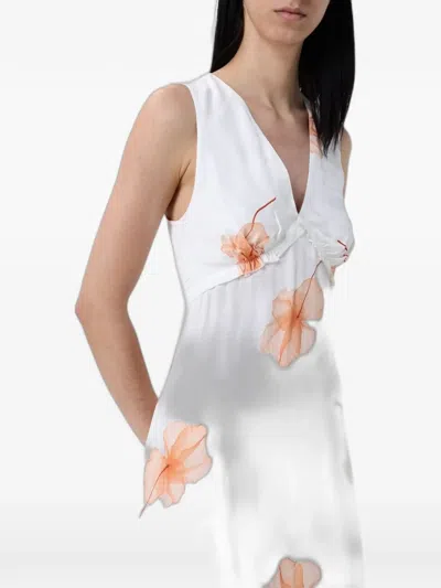 Mar De Margaritas Floral-print Ruched Maxi Dress In White