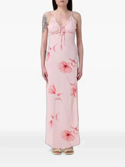 Mar De Margaritas Floral-print Ruffled Dress In Pink