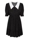 Mar De Margaritas Black Short Dress With White Polka Dots