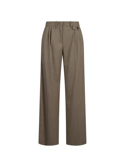 Mar De Margaritas Houndstooth-pattern Pleated Trousers In Brown