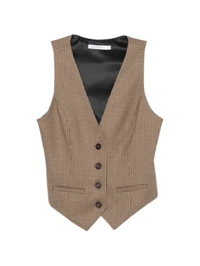 Mar De Margaritas Houndstooth-pattern Waistcoat In Black