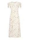 Mar De Margaritas Ivory Floral Pattern Maxi Dress With Draped Detail