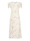 Mar De Margaritas Ivory Floral Pattern Maxi Dress With Draped Detail