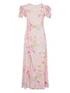 Mar De Margaritas Floral Print Maxi Dress With Delicate Puff Sleeves