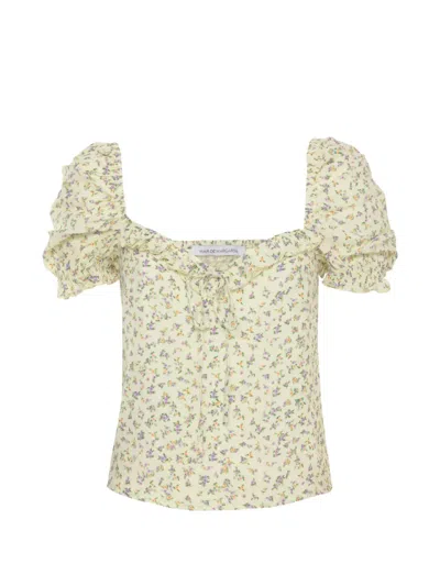 Mar De Margaritas Letizia Floral-print Ruffled Blouse In Multi