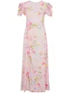 Mar De Margaritas Floral Print Maxi Dress With Delicate Puff Sleeves