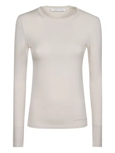 Mar De Margaritas Long-sleeve Crew-neck Top In Neutral