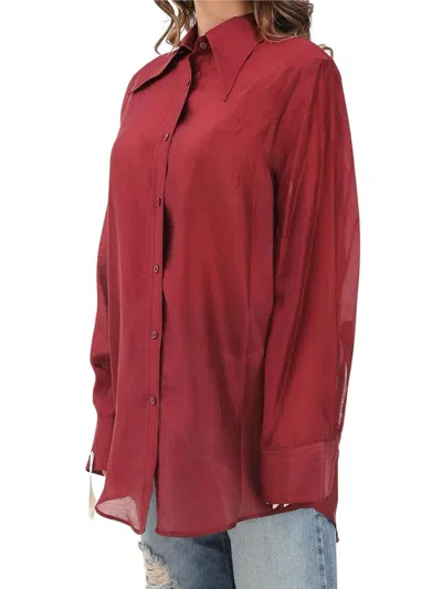 Mar De Margaritas Loose-fit Lyocell Shirt With Classic Collar And Button-down Closure In Brown